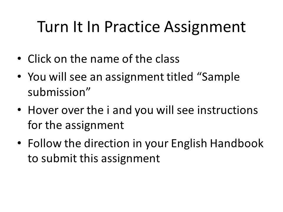 Turn It In Practice Assignment