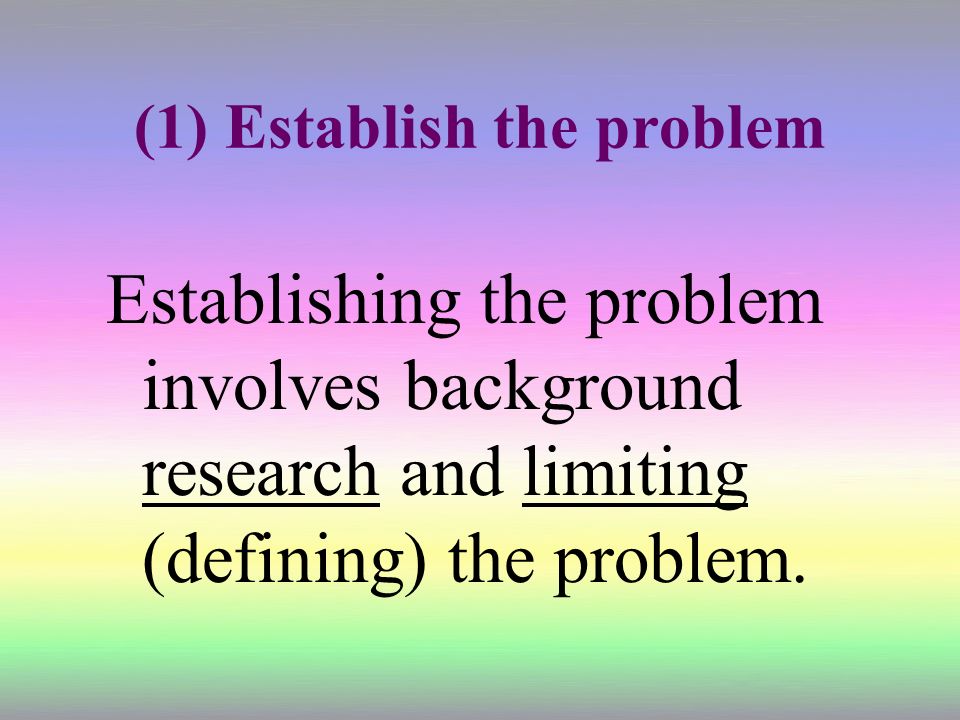(1) Establish the problem