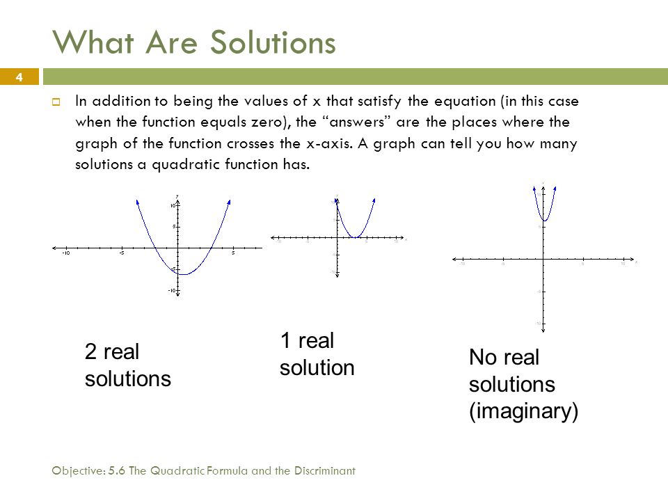 What Are Solutions 1 real solution 2 real solutions