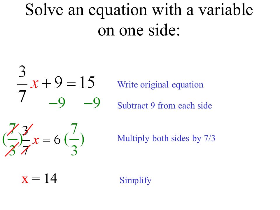 Solve an equation with a variable on one side: