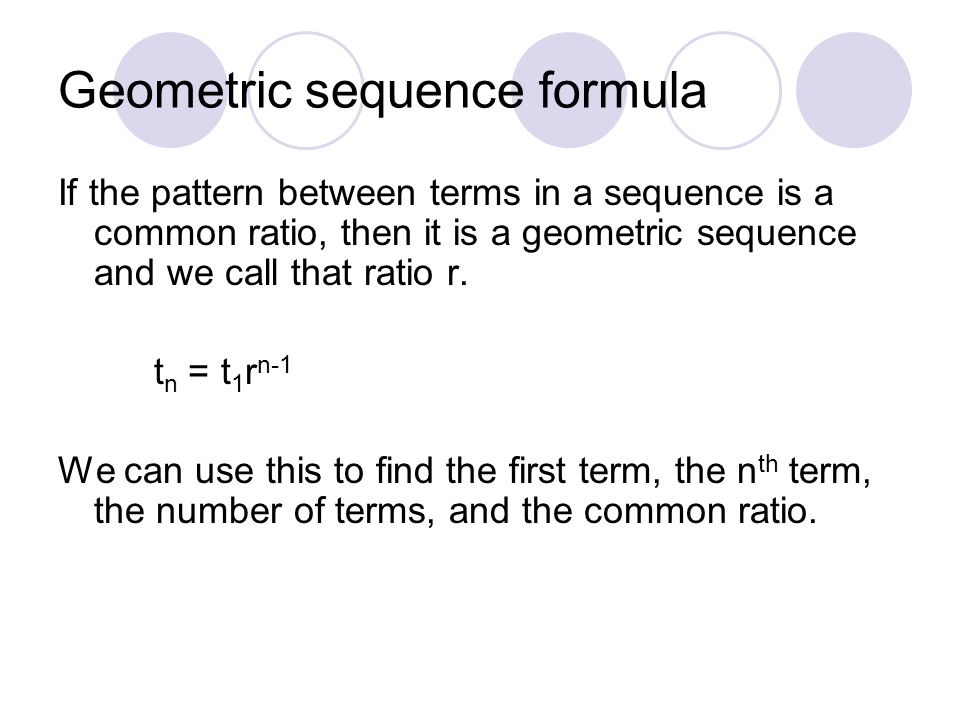 Geometric sequence formula