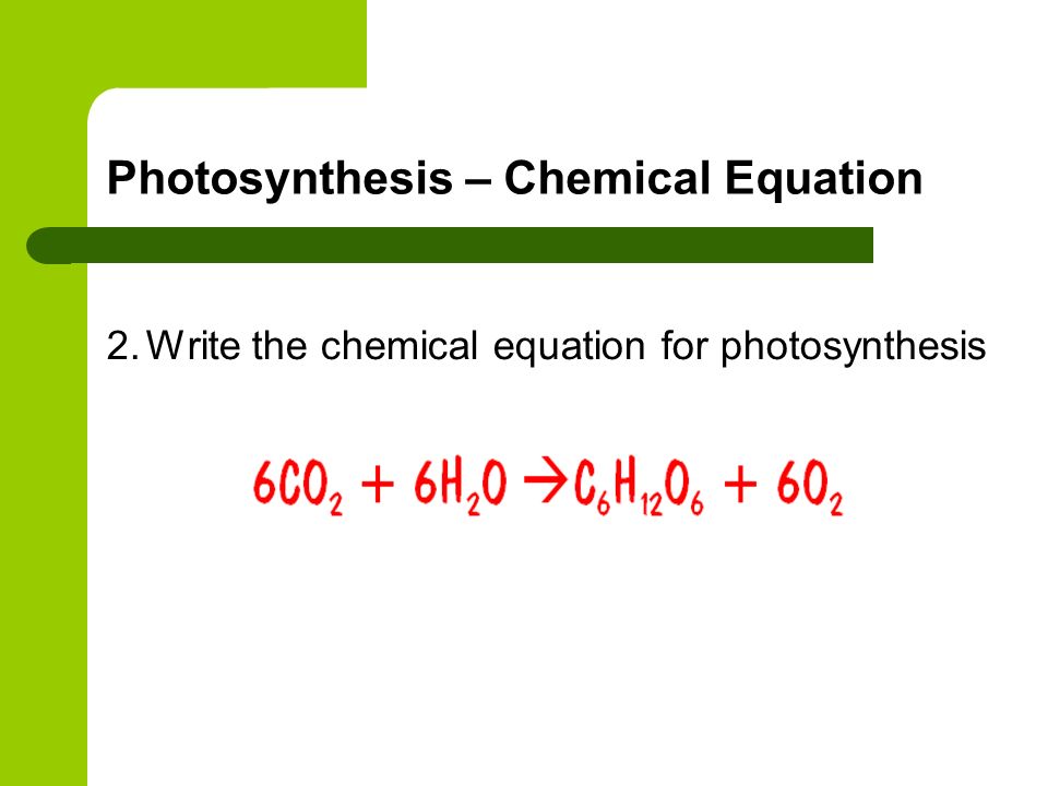 Photosynthesis – Chemical Equation
