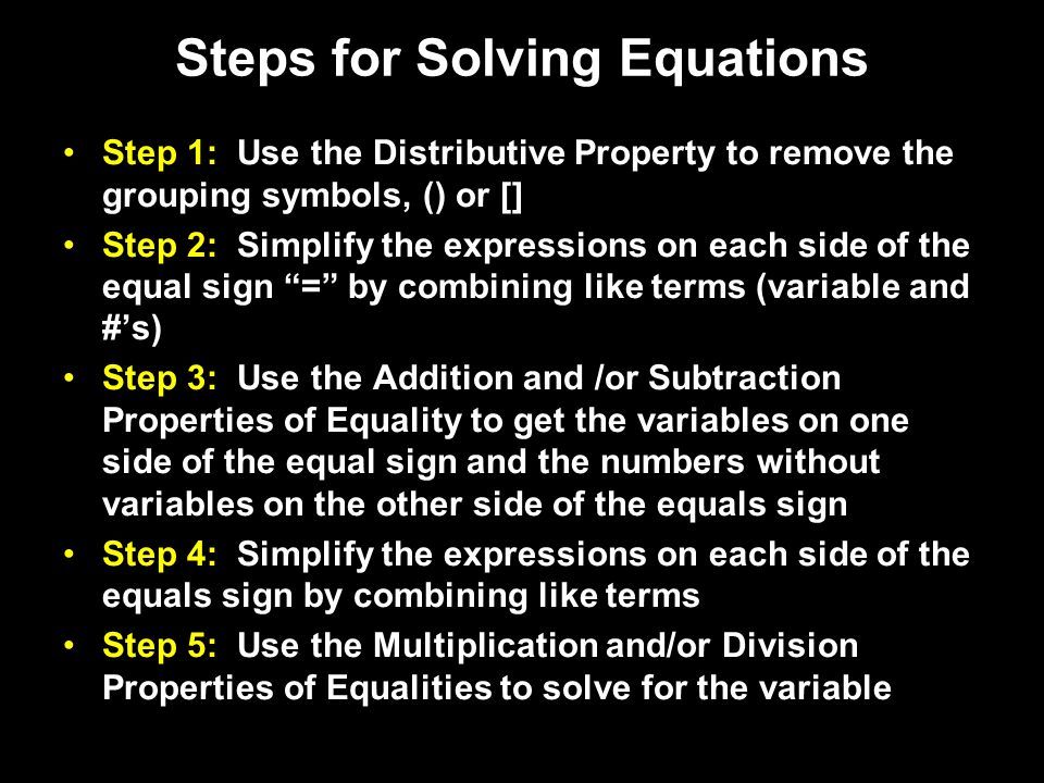 Steps for Solving Equations