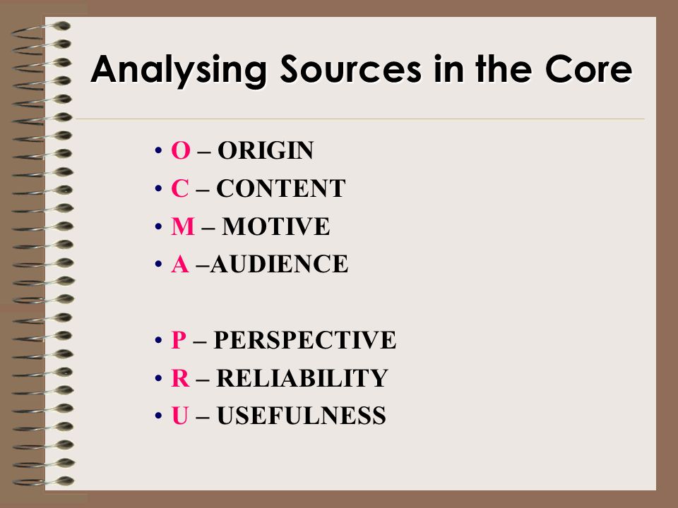 Analysing Sources in the Core