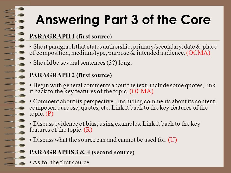 Answering Part 3 of the Core