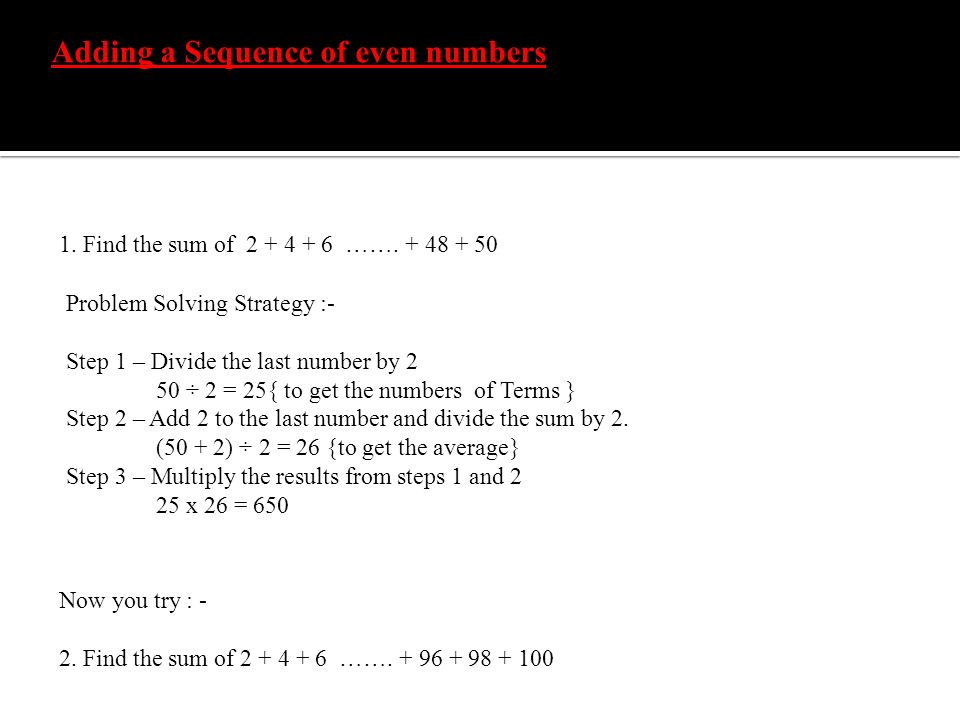 Adding a Sequence of even numbers