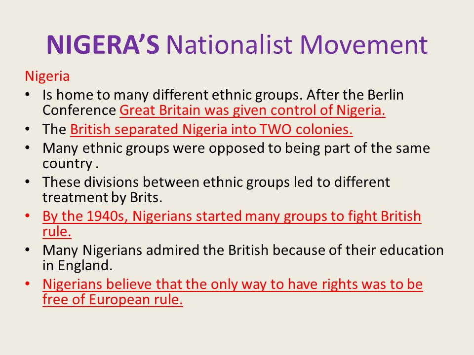NIGERA’S Nationalist Movement