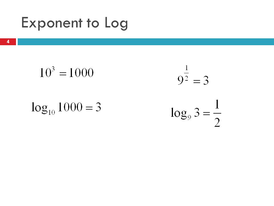 Exponent to Log