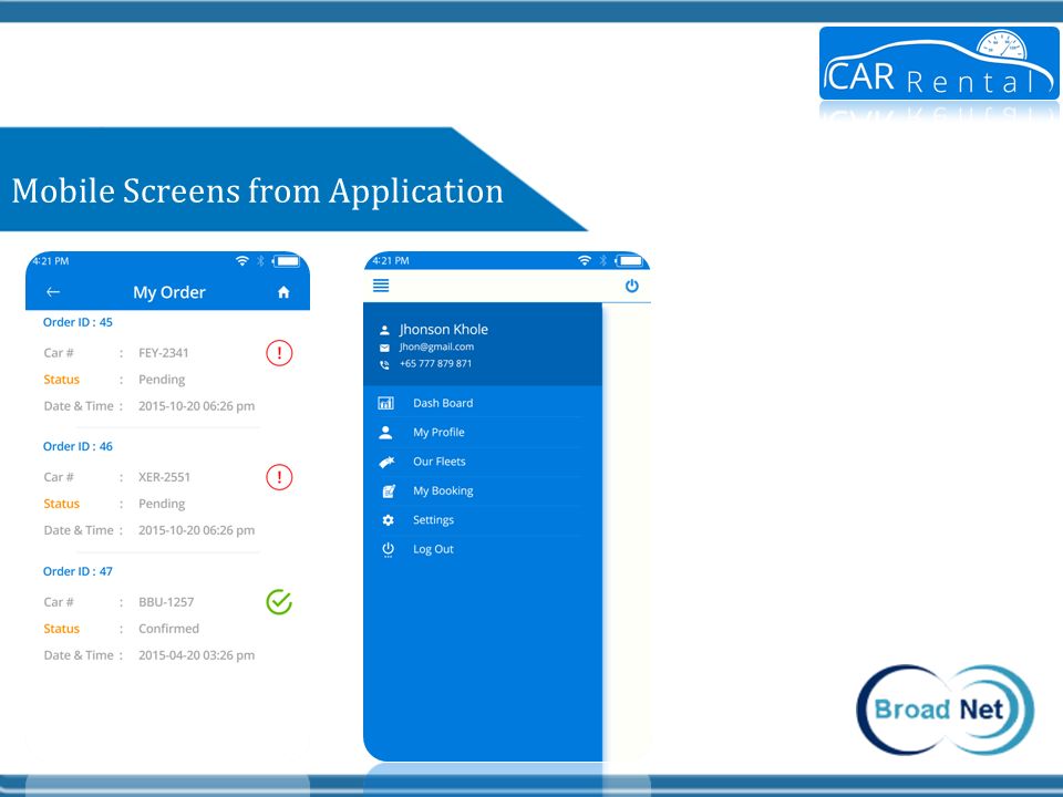 Mobile Screens from Application