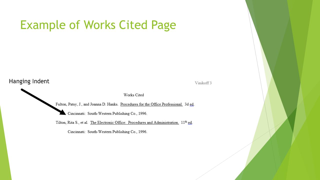 Example of Works Cited Page