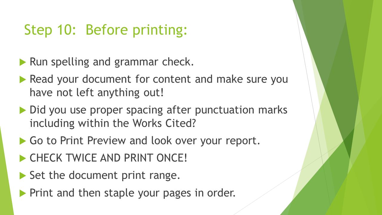 Step 10: Before printing: