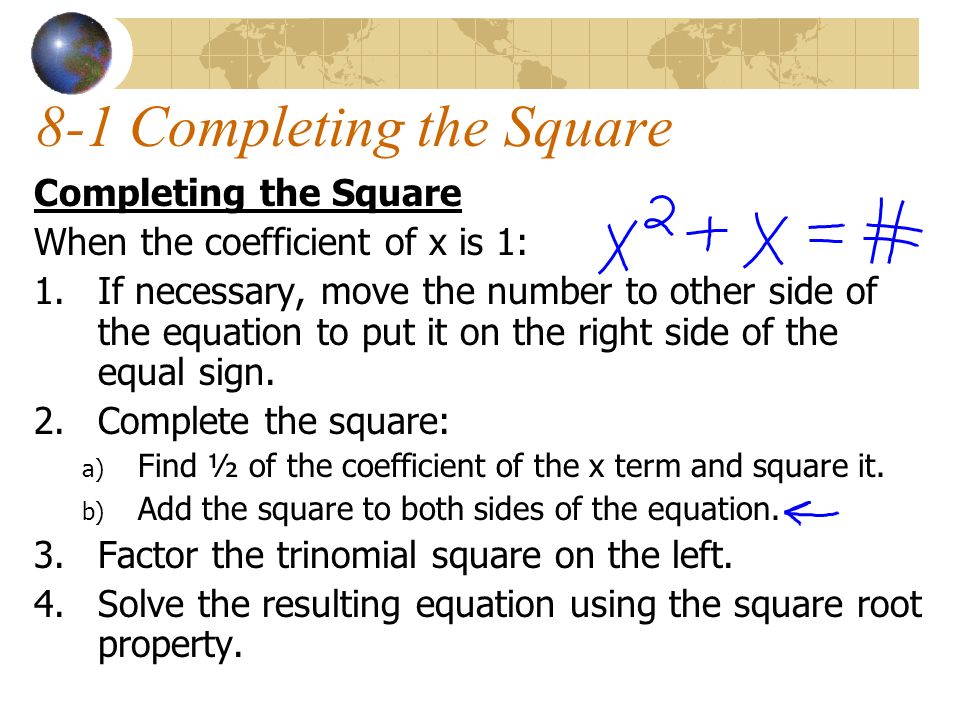 8-1 Completing the Square