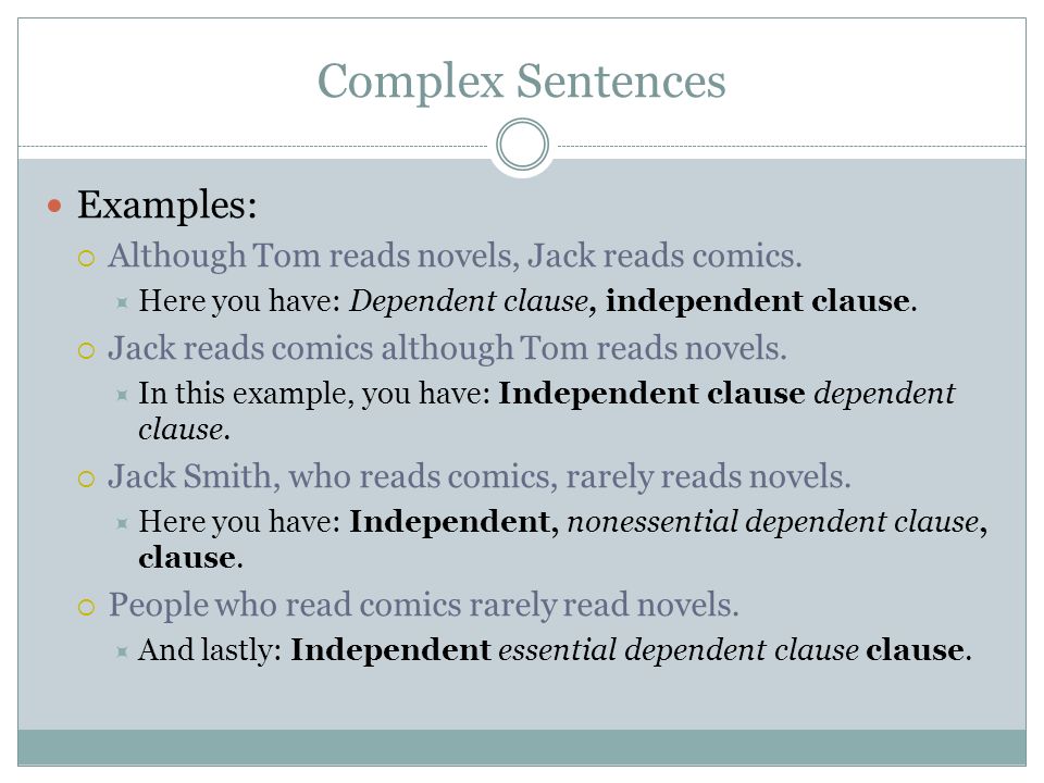 Complex Sentences Examples: