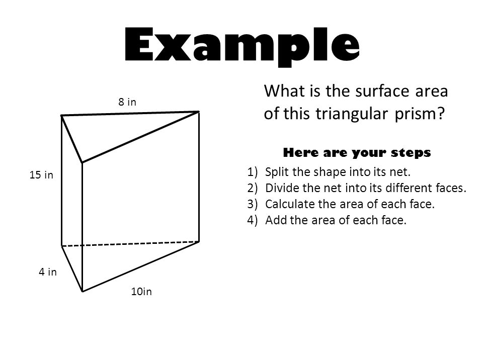 Example What is the surface area of this triangular prism