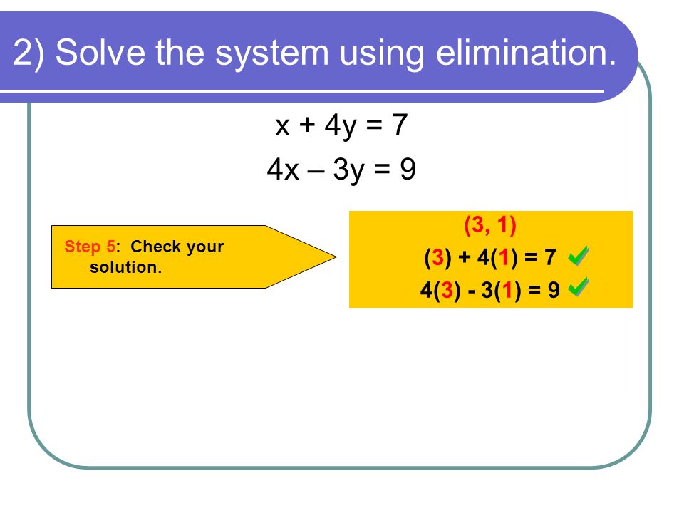 2) Solve the system using elimination.