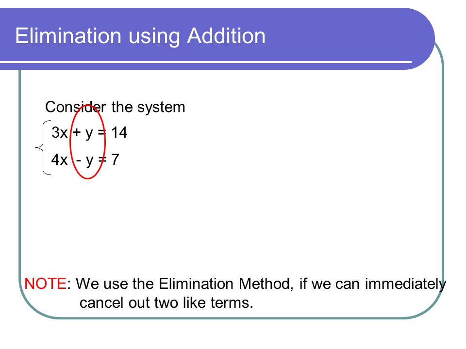 Elimination using Addition