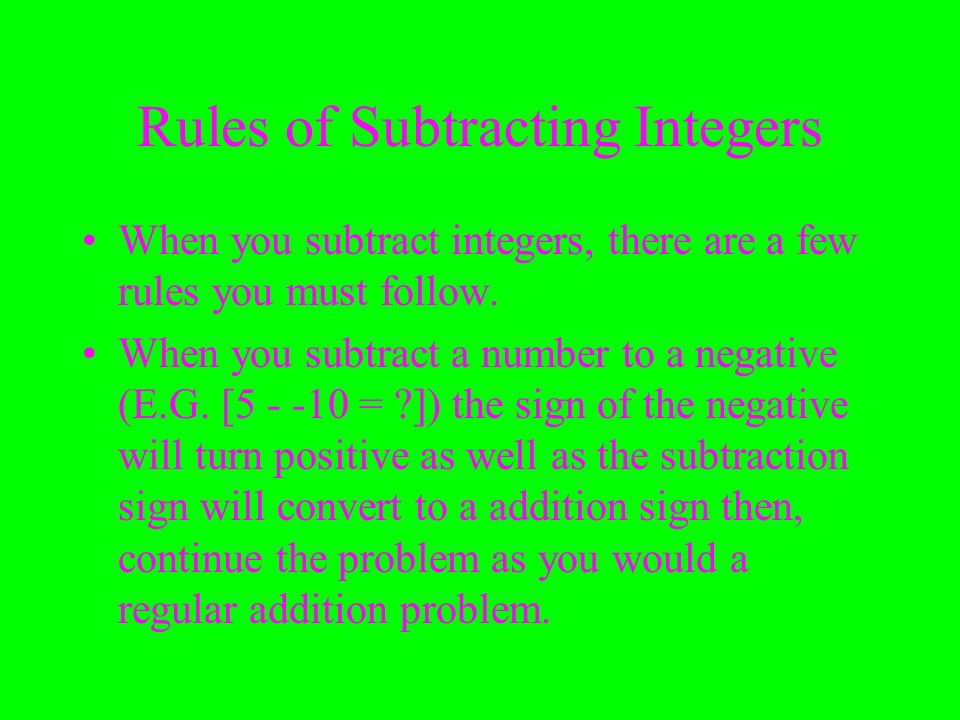 Rules of Subtracting Integers