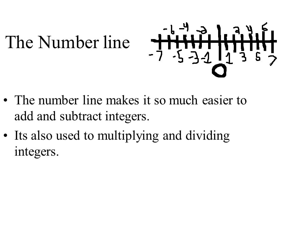The Number line The number line makes it so much easier to add and subtract integers.