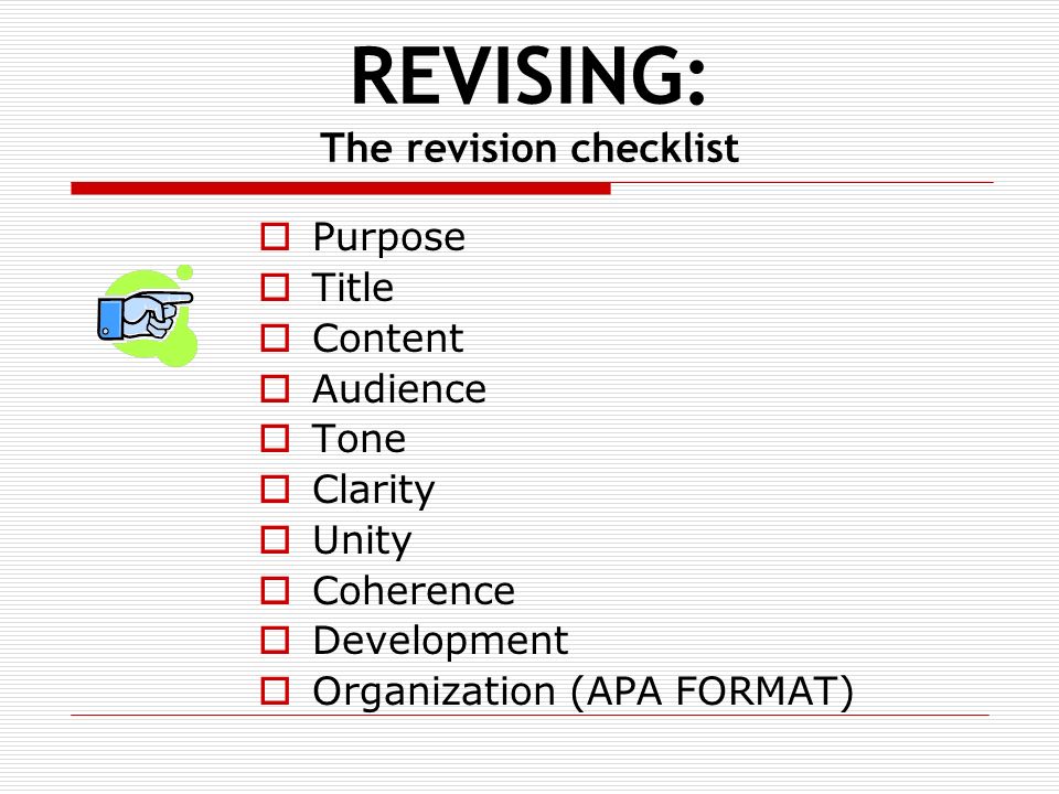 REVISING: The revision checklist