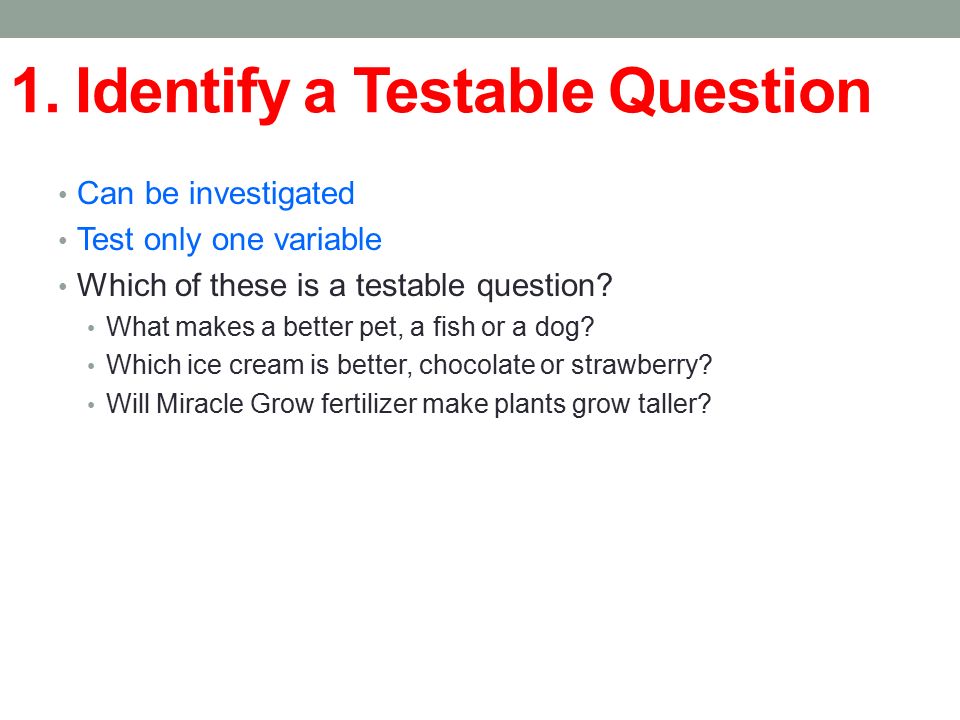 1. Identify a Testable Question