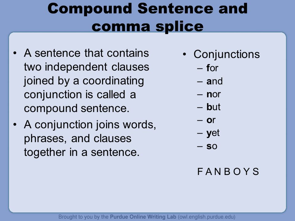 Compound Sentence and comma splice