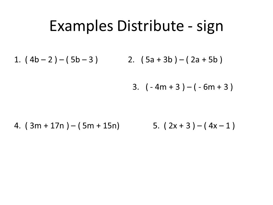 Examples Distribute - sign