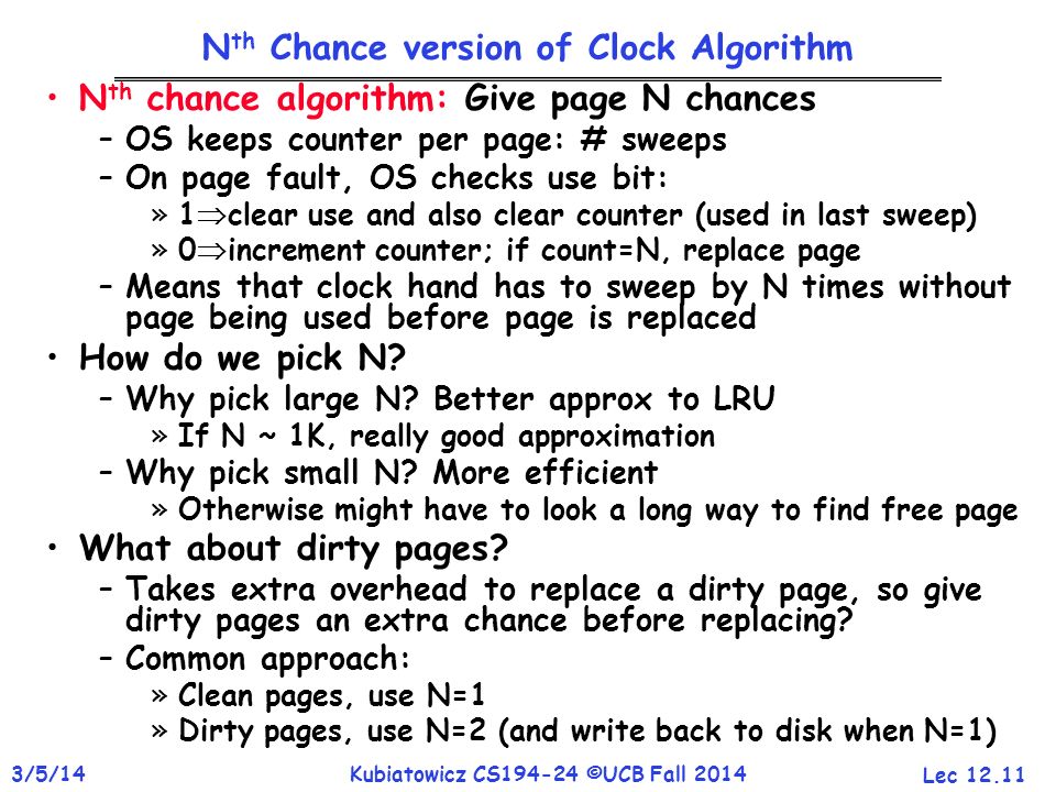 Nth Chance version of Clock Algorithm