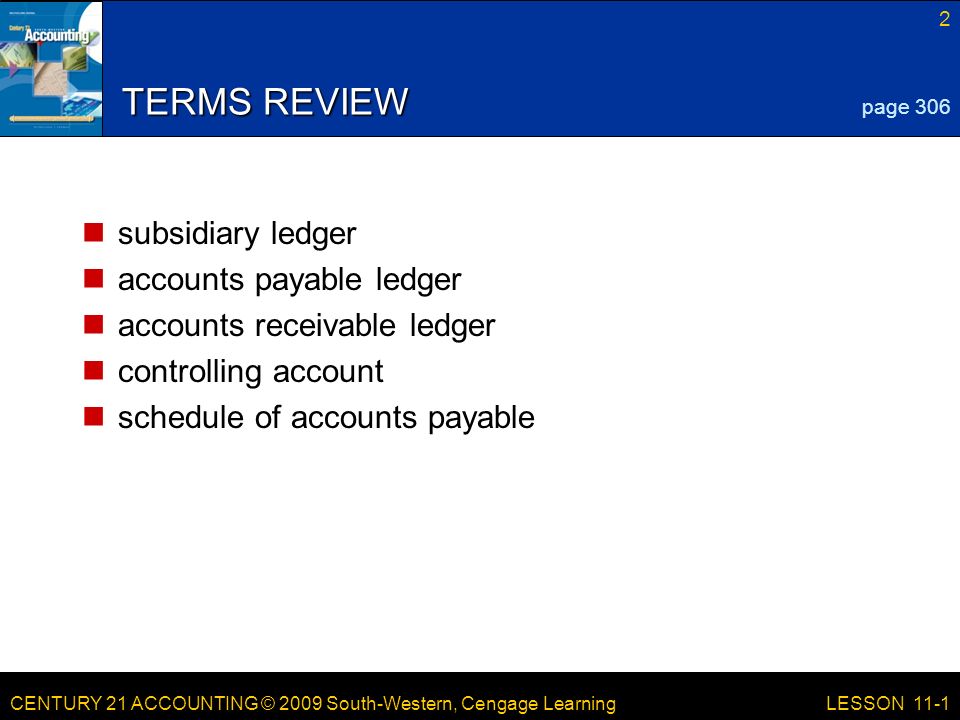TERMS REVIEW subsidiary ledger accounts payable ledger
