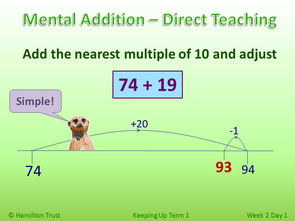 Mental Addition – Direct Teaching 93 74