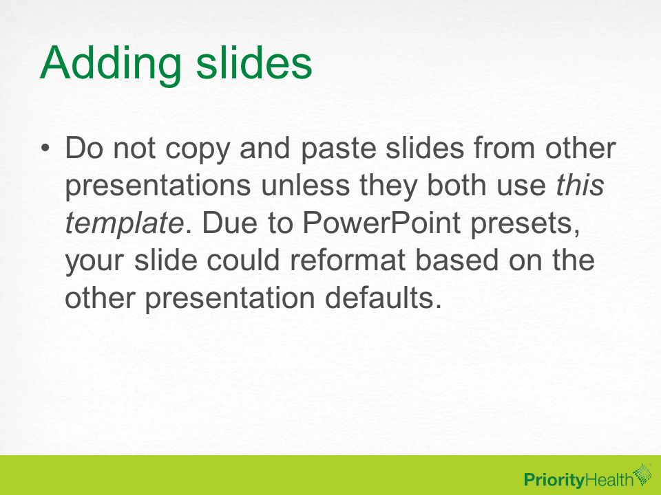 Adding slides