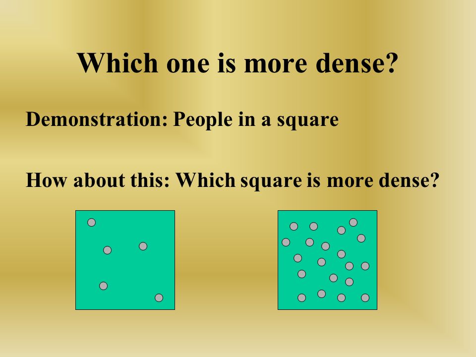 Which one is more dense Demonstration: People in a square