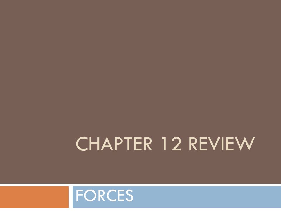 Chapter 12 Review FORCES