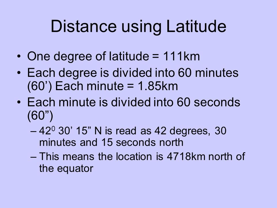 Distance using Latitude
