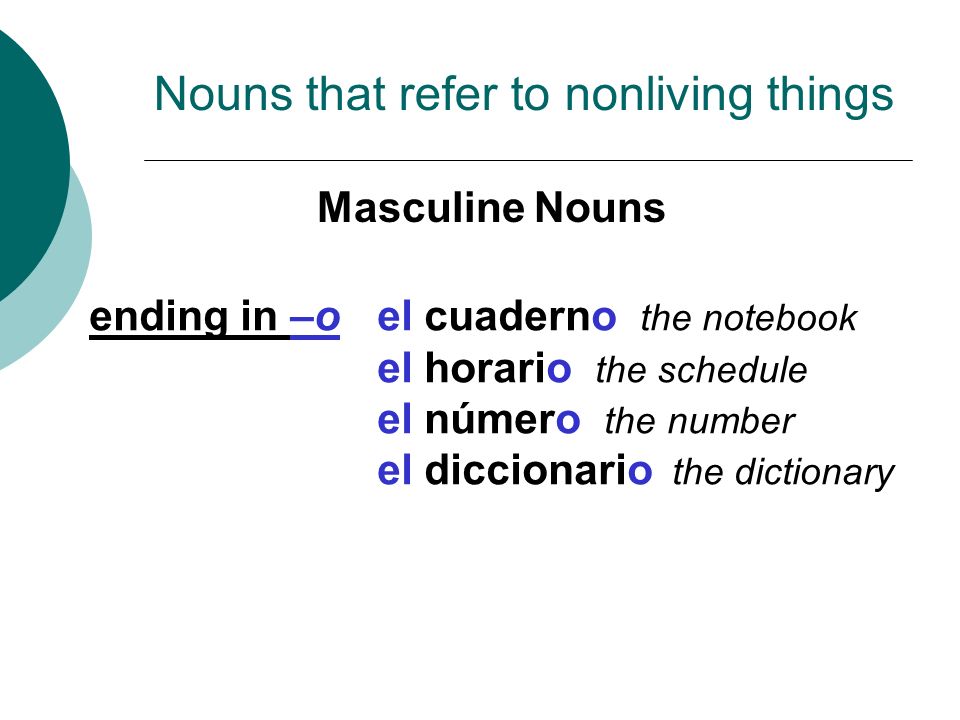 Nouns that refer to nonliving things