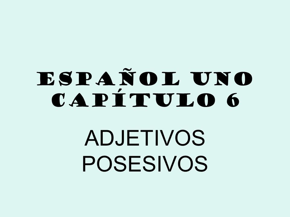 ESPAÑOL UNO CAPÍTULO 6 ADJETIVOS POSESIVOS