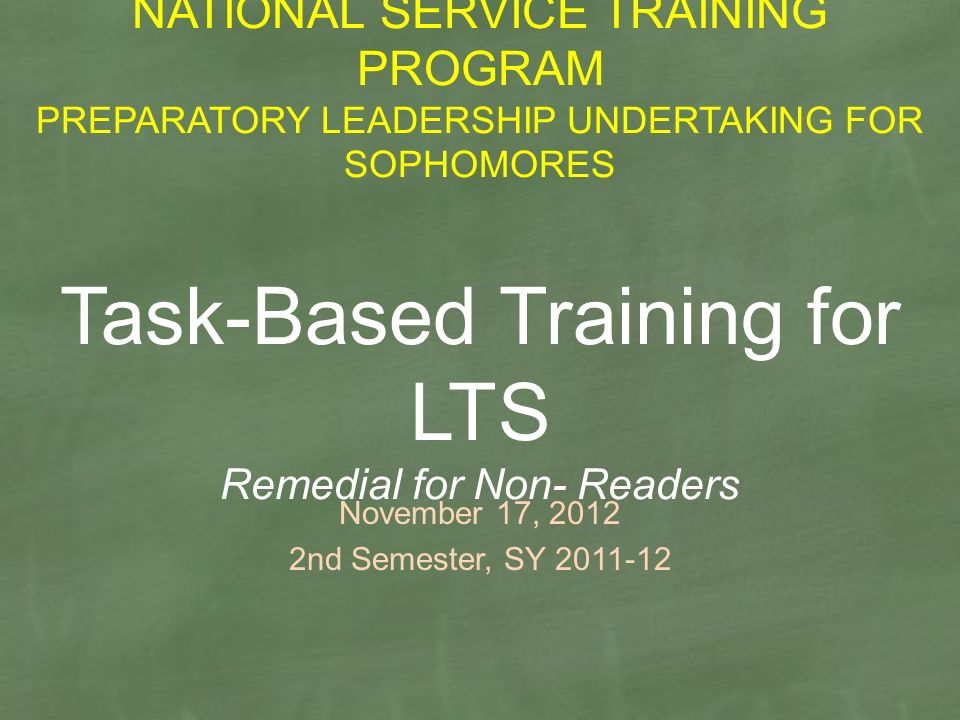 National Service Training Program Preparatory Leadership