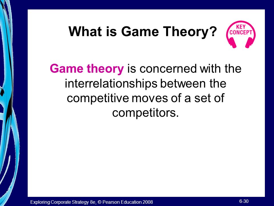 What is Game Theory Game theory is concerned with the interrelationships between the competitive moves of a set of competitors.
