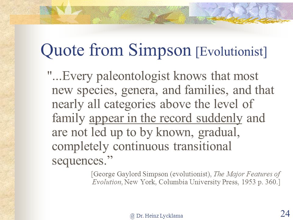 Quote from Simpson [Evolutionist]