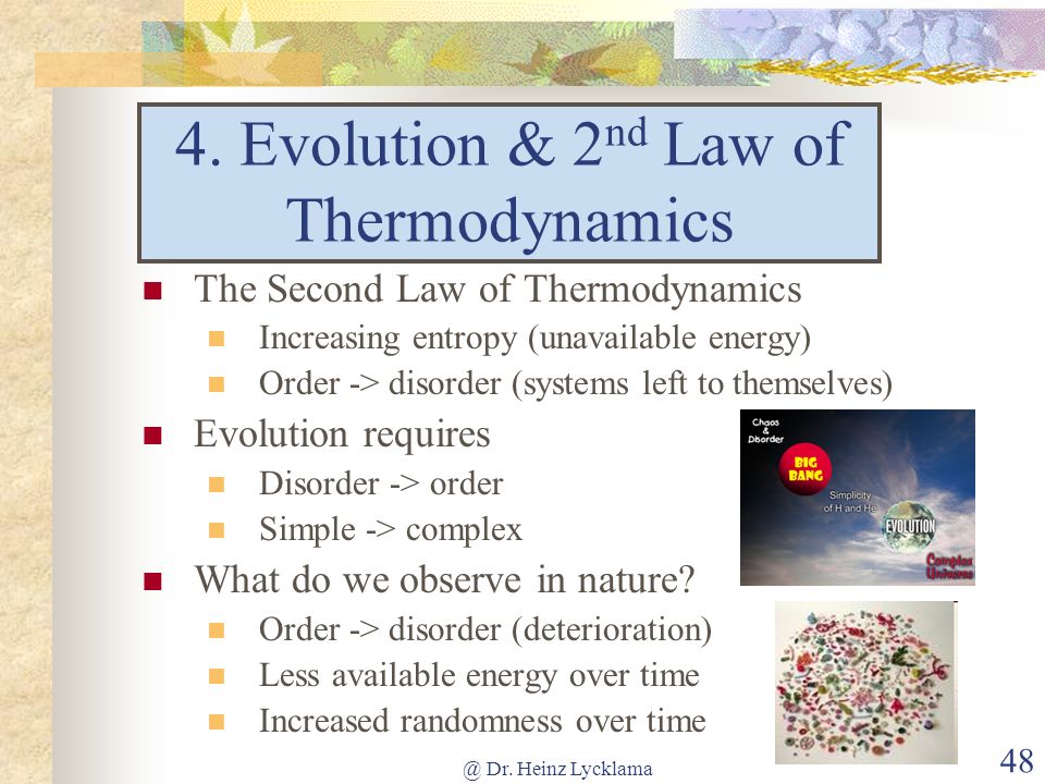 4. Evolution & 2nd Law of Thermodynamics