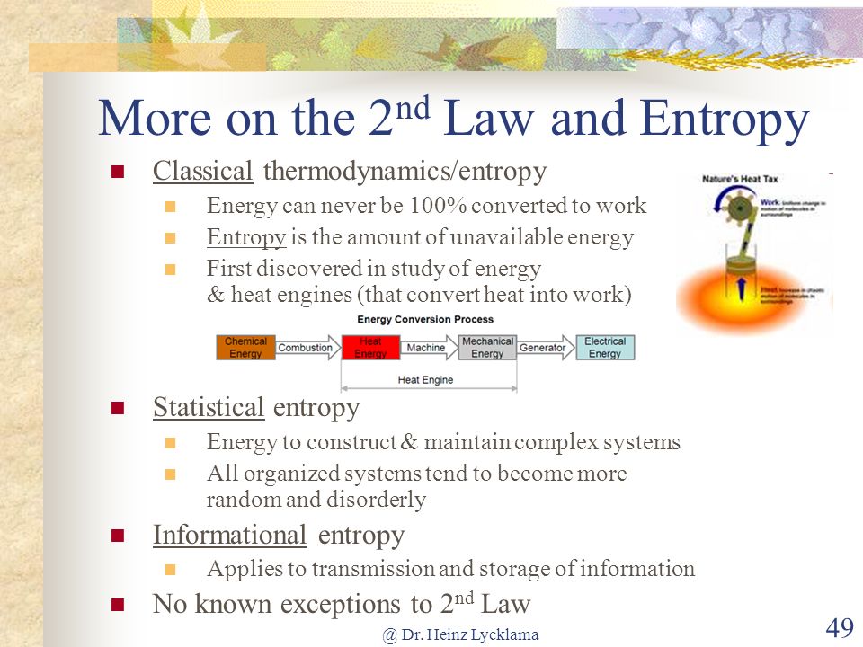 More on the 2nd Law and Entropy