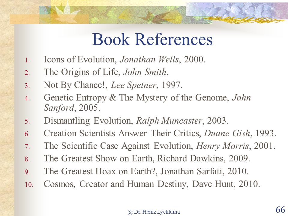 Book References Icons of Evolution, Jonathan Wells, 2000.
