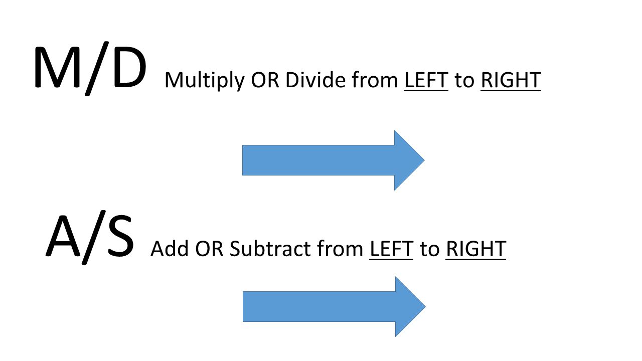 M/D Multiply OR Divide from LEFT to RIGHT