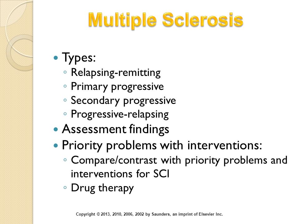 Multiple Sclerosis Types: Assessment findings