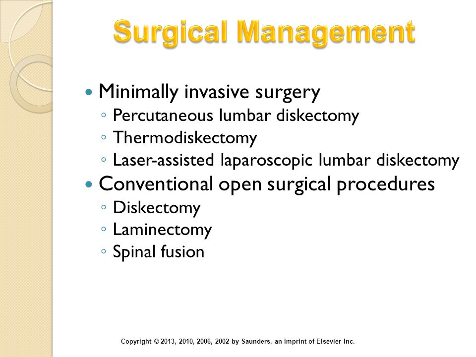 Surgical Management Minimally invasive surgery