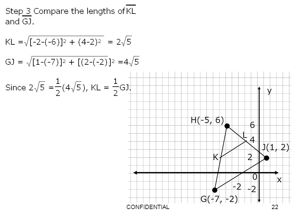 y H(-5, 6) 6 L 4 J(1, 2) K 2 x G(-7, -2) CONFIDENTIAL