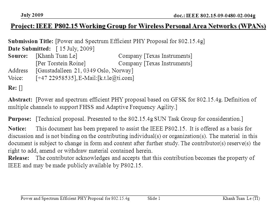 July 2009 Project: IEEE P Working Group for Wireless Personal Area Networks (WPANs)