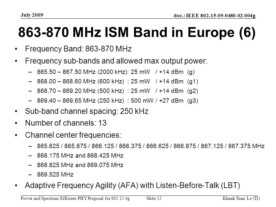 MHz ISM Band in Europe (6)