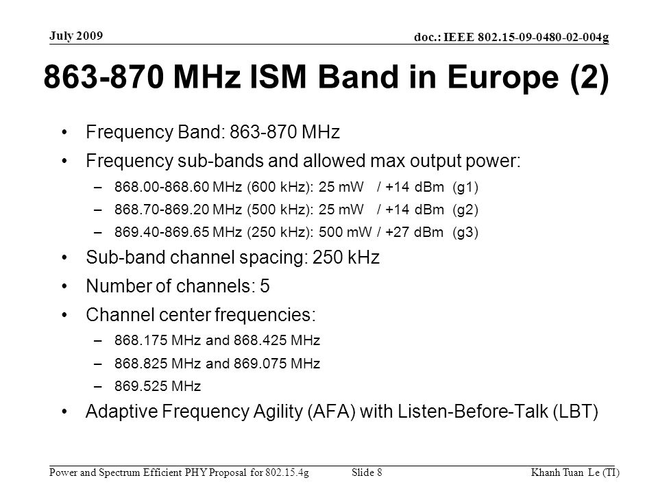 MHz ISM Band in Europe (2)