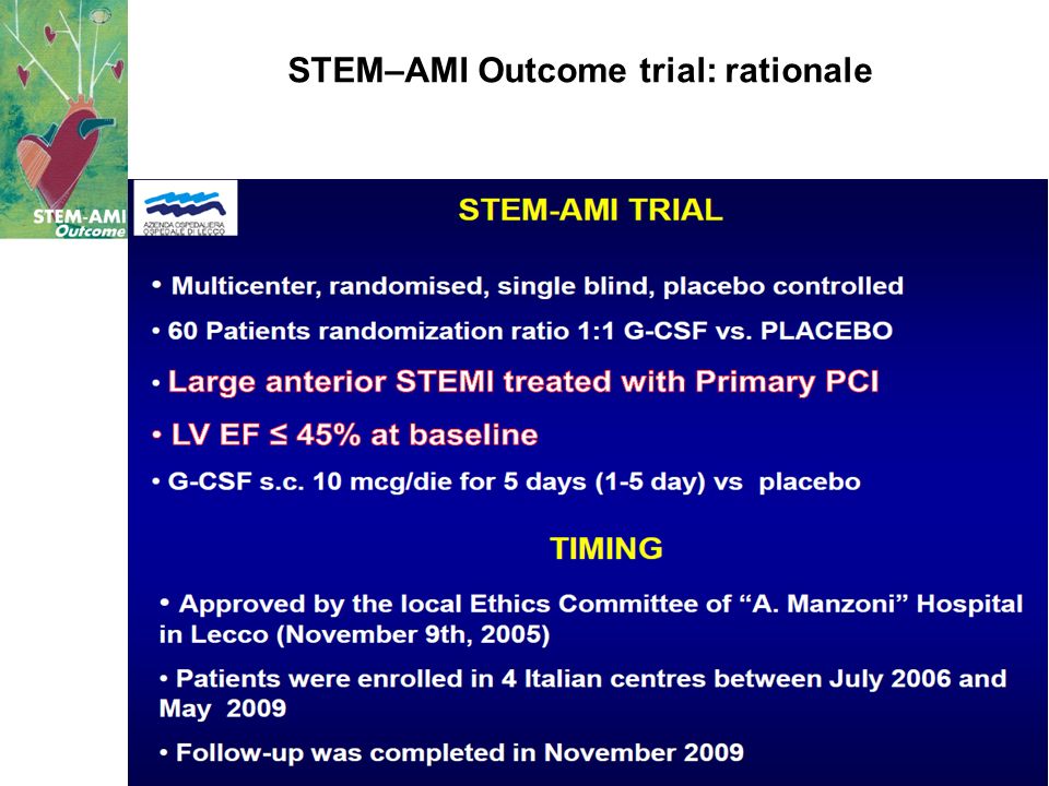 STEM–AMI Outcome trial: rationale