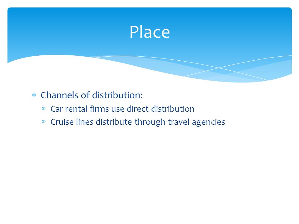 Place Channels of distribution: